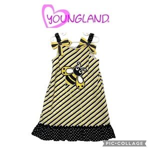 Youngland girls Queen Bee bows and ruffles striped dress size 6